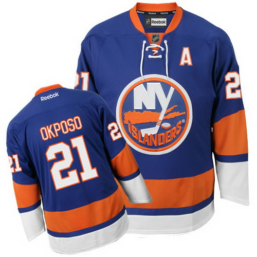 Brand Blue NHL New York Islanders 21 Kyle Okposo Hockey Jersey